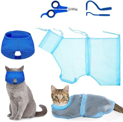Genérico Bolsa de Ducha de Gato, Bolsa de Lavado de Gatos | Juego de Bolsas de baño de Gatos - Cuidado de la Garra de Mascotas de 5 Piezas con Suministros de Limpieza de Aseo