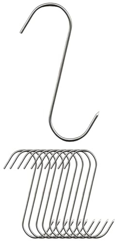 Grill-Jäger | S-Haken Edelstahl 10 Stück | Räucherhaken spitz 3,5 mm | Fleischhaken zum Räuchern von Wurst, Fisch & Fleisch | Räucherofen Zubehör rostfrei & lebensmittelecht