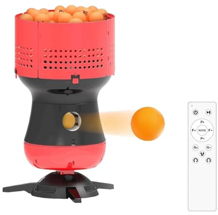 QFGain Robot De Tennis De Table Professionnel avec TéLéCommande, Effets Gauche/Droite, Capacité De Plus De 90 Balles, Lanceur De Balles Automatique, 5 Niveaux De Puissance, Distance, Vitesse