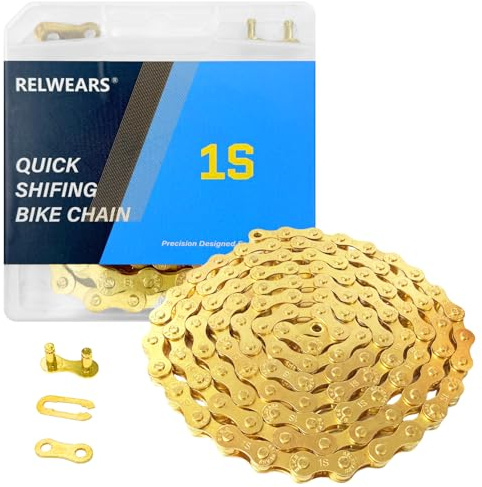 Gold Bike Chain Single Speed Bicycle Chain, 1/2 x 11/128 Inch 116 Links