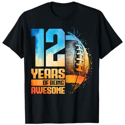 12th Birthday Retro American Football 12 Years Old Boy Girl T-Shirt