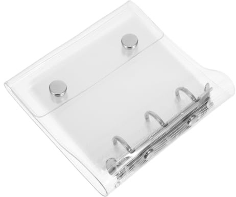 HOMSFOU Mini Carpeta Transparente A8 con 3 Anillas, Cubierta Suave con Cierre a Presión Doble, 21 Piezas con Bolsillos Interiores para Oficina, Escuela y Organización de Documentos