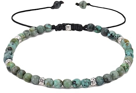 armband av natursten, Smyckesarmband Vävda Justerbara for Honom Och Henne, Natursten Elastiska Armband 4 Mm