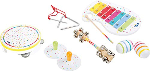 small foot 10383 Set musical Sound en bois, Maracas, clochettes, xylophone, cymbale, tambourin ou triangle, à partir de 3 ans