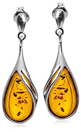 Ian and Valeri Co. Amber Sterling Silver Classic Drop Large Earrings