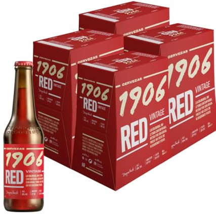 1906 Red Vintage - Cerveza Lager Extra, Pack de 24 Botellas x 33 cl, Sabor Intenso y Equilibrado, Galardonada Internacionalmente, 8% Volumen de Alcohol