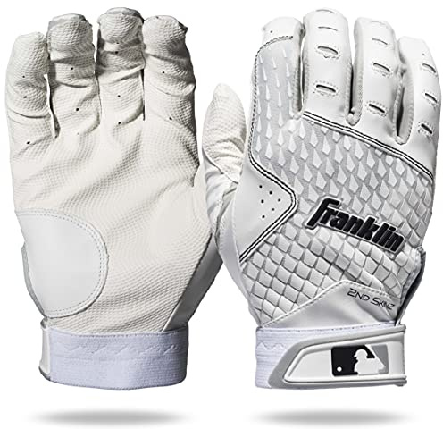 Franklin Sports MLB 2nd Skinz - Paio di guanti da battuta in pelle per baseball e softball, per adulti, bianco, S