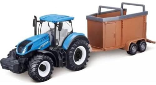 Bburago Trattore New Holland T7.315 B18-31656 10 cm + spedizioniere bestiame, blu