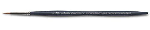 Winsor & Newton 5011102 Professional Aquarellpinsel, Malpinsel für Aquarellfarben mit synthetischen Fasern, ergonomischer Griff, langlebig & formstabil, kurze Stiel - Rundpinsel Nr. 2