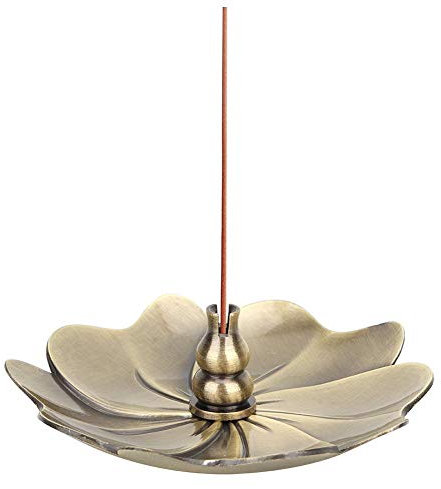 Tissting Quemador de Incienso de Cobre, Elegante Quemador con Bandeja Colectora de Cenizas para Varillas y Bobinas, Cobre Puro, para Dormitorios, Salas de Meditación, Yoga y SPA