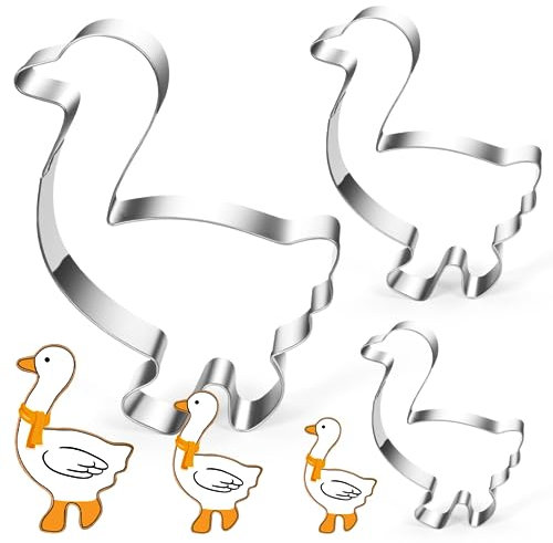 Moldes Galletas Ganso, 3PCS Cortador de Galletas de Ganso, Acero Inoxidable Moldes Metal, Cookie Cutter para Hornear