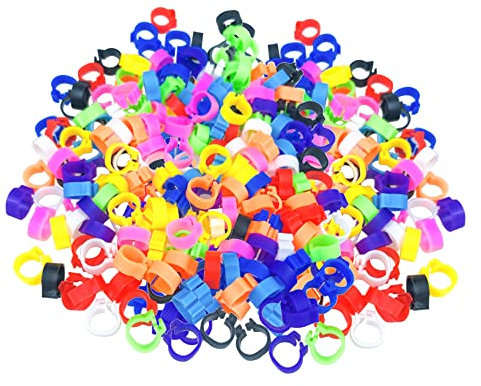 Gativs Tauben-Fußringe für Papageien 300 Stücke Wachtelringe Geflügel Fußringe Hähnchen Beinringe Geflügel Band Taubenringe Hühnerringe Tauben Fuß Ringe Clip 8 mm Fuß-Clip-Ringe Farbmischung