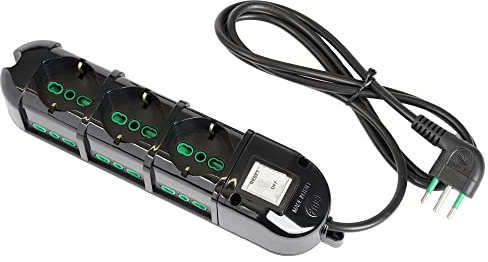 FANTON 481234-B Multipresa 3 presa bivalente ciabatta elettrica per spine italiane grandi e tedesche 6 presa bivalente laterali per spine piccole/grandi