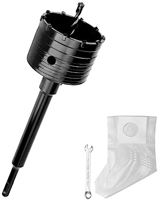 80MM Bohrkrone (XXL-Zähne) schwarz set mit 110mm SDS plus verlängerung und 4-Schneidigen Zentrierbohrer 8x110mm,Wandlochsägebohrer für Mauerwerk und Beton