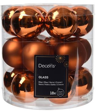 Weihnachtskugeln Glas 4cm 18 Stück - matt & glänzend - Kleine Christbaumkugeln Weihnachtsbaumkugeln für Weihnachten - Christbaumschmuck & Weihnachtsbaumschmuck - Warm Orange