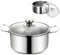 PRITOK Olla de acero inoxidable para inducción: cacerola de 20 cm con base de 3 capas, olla de 3 l, olla con tapa de cristal, saludable y sin revestimiento, apta para lavavajillas para todo tipo de