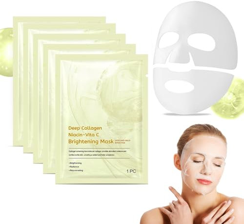 5pcs Niacinamida Vitamina C Máscara, Mascarilla Facial Hidratante, Mascarillas Faciales Hidratantes y Calmantes, Hidratantes Y Calmantes Cuidado, Mejorar la piel Áspera, Potencia la Luminosidad
