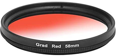 Filtro de Lente, Filtro de gradiente de 58 mm Recubrimiento Multicapa Filtro de Lente de Color Gradual a Prueba de Agua para cámara Olas de Trigo Pastizales Flores de Colza (Rojo Degradado)