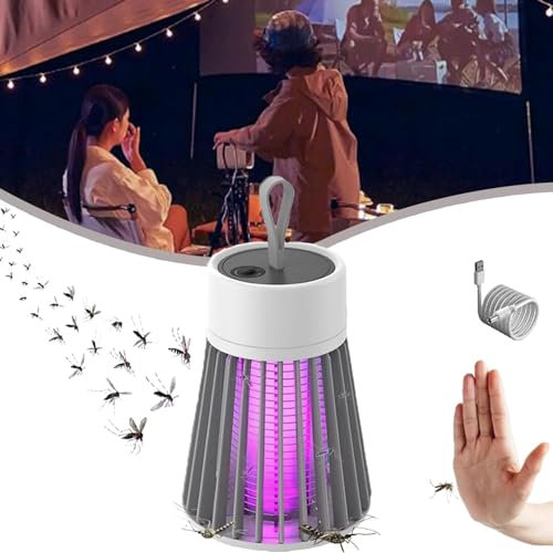 2025 Nuevo Mozz Guard Mosquito Zapper, MozzGuard, Lámpara de Mosquito Impermeable para Exterior, Lámpara asesina de Mosquitos portátiles con Carga USB (Gris)