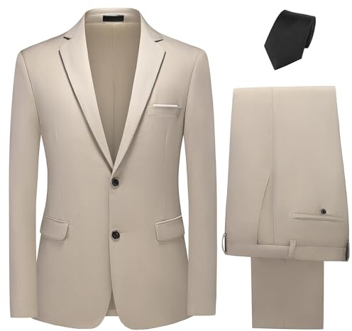 KUDMOL Costume Homme 2 Pièces à Deux Boutons Blazer Pantalon avec Cravate