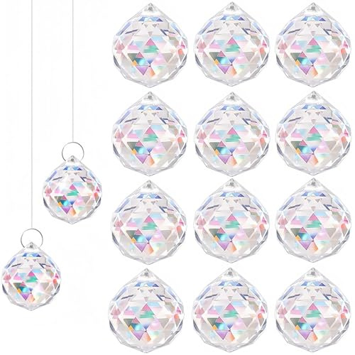Pendentif en forme de boule de cristal prisme - Lustre en verre - Feng Shui - Attrape-soleil - Décoration de fenêtre de mariage - Prismes en cristal à suspendre pour fenêtre Feng Shui - Cadeau