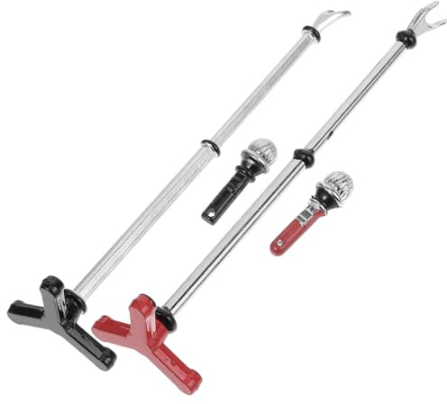 Hemobllo 2 Pièces Mini Microphones Métalliques pour Maison de Poupée Rouge et Noir Accessoires Miniatures pour Décor Scène Musique Jouets Créatifs pour Garçon Fille