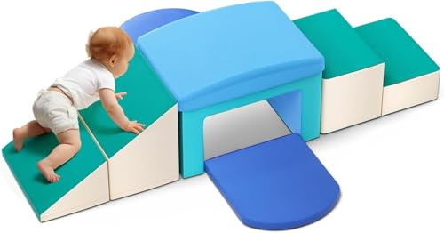 CUPCHID Blocchi da costruzione in schiuma per bambini, Soft Play, blocchi da arrampicata in schiuma, certificati EN71 e antiscivolo, giocattoli Montessori, custodia lavabile (JM3321)