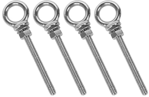 Healeved Bulloni ad Occhiello Filettati in Acciaio Inox M6X60 Set da 4 Pezzi con Dadi per Ancoraggio Cemento Bulloni ad Occhiello per Impieghi Gravosi per Sollevamento e Fissaggio
