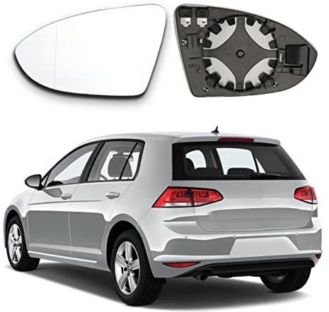 BONRYAN Geeignet für Golf 7 Spiegelglas Links Fahrerseite Beheizbar Asphärisch mit Trägerplatte