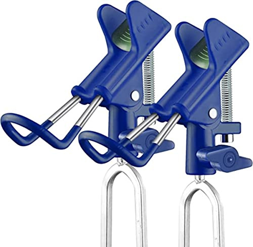 YAOYAOLING Lot de 2 supports de canne à pêche au sol, supports de canne à pêche réglables à 360 degrés en nylon renforcé et acier inoxydable, montage sur surface, bleu