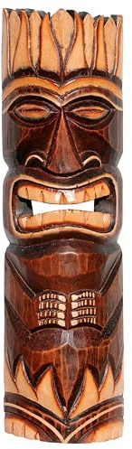 Wogeka - 50 cm Tiki Maori Wand-Maske - im Neuseeland Style aus Holz als Geschenk-Idee zu Weihnachten Geburtstag Dekoration - Handarbeit Schnitzerei von Bali (Maske39)