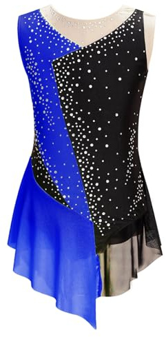 Kaerm Body Da Pattinaggio Artistico Bambina Leotard Da Balletto Senza Maniche Tuta Vestito Da Danza Moderna Latino Ragazze Vestiti Da Ballerina Abiti Da Ballo Ballet Blu reale 11-12 anni