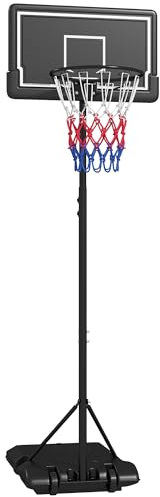 SPORTNOW Basketballkorb mit Ständer Höhenverstellbarer Basketballständer mit Rollen und bruchsicherem Rückwand, 182-213 cm Basketball-Backboard-Ständer, für Erwachsene, Stahl