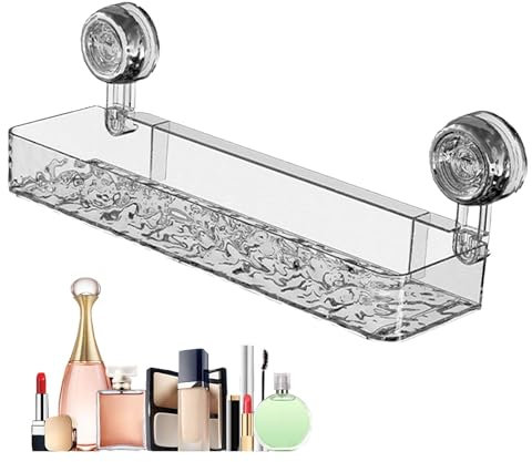 Hobngmuc Mensola per doccia a ventosa, scaffale per doccia - Organizer portaoggetti rettangolare a ventosa per doccia,Mensola da bagno senza foratura per piano di lavoro e