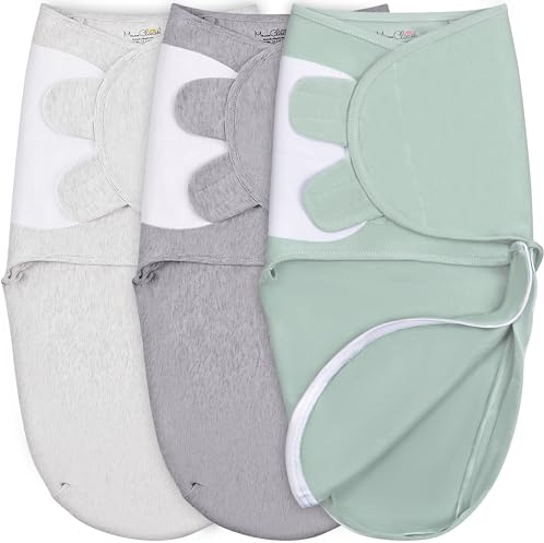 Mama Cheetah Baby Pucksäck, baby omlottduk för spädbarn, justerbar omlottfilt för nyfödda, 3-pack skötfilt, 100% ekologisk bomull swaddle filt