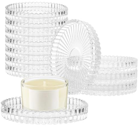 ZOFUN 12 Stück Kerzenteller Glas,10x1.5 CM Kerzenteller Kerzenhalter aus Glas, Transparente Kerzenständer, Untersetzer Kerzen Untersetzer Rund für Tischdekoration, Hochzeit, Hochzeit, Halloween, Spa