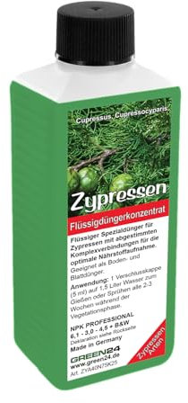 Zypressen-Dünger – Flüssigdünger für Cupressus, Cupressocyparis und weitere Arten 250ml