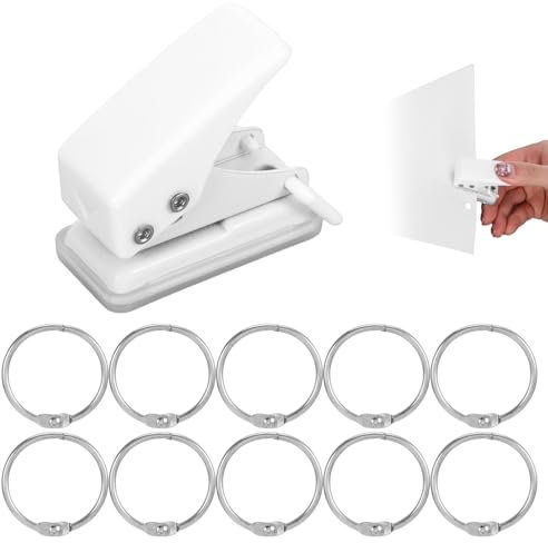 Taschenlocher, Locher Klein Locher für Ordner, Flight Locher für Büro, Weiß, Schule und DIY Projekte, Mini Locher für Fotoalben, Souvenirs und Lesezeichen, Taschenlocher Schule (Weiß)