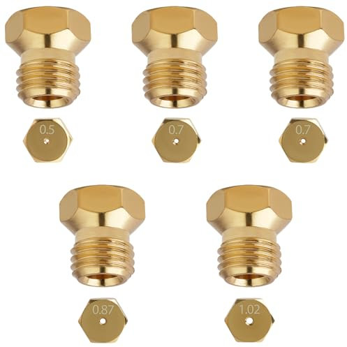 5 Stück Gasdüsen für LPG und Propan, Gasdüsen Einspritzdüsen für Lpg-Propangasbrenner, Gasherd Düsen für Propangas, Jet-Düse für Gasherdbrenner Nozzle Replacement Parts, Umrüstsatz für Propanbrenner