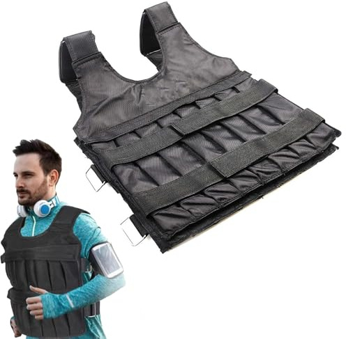 Gilet lesté, 15 kg/20 kg/50 kg, gilet réglable, poids d'exercice, charge de poids, tissu de musculation, pour la course, l'entraînement, le jogging, la marche (20 kg)