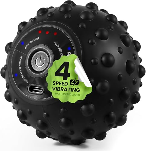 EXELLEON 4-Speed Vibrating Massage Ball | Compact Rechargeable Roller | Adjustable Vibration | Quiet & Portable Design