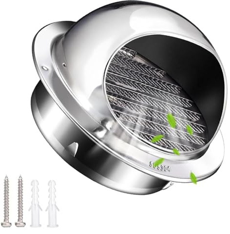 Griglia di ventilazione sanitaria esterna in acciaio inox, 180 mm, regolabile, per soffitti e pareti, resistente alle intemperie, facile installazione