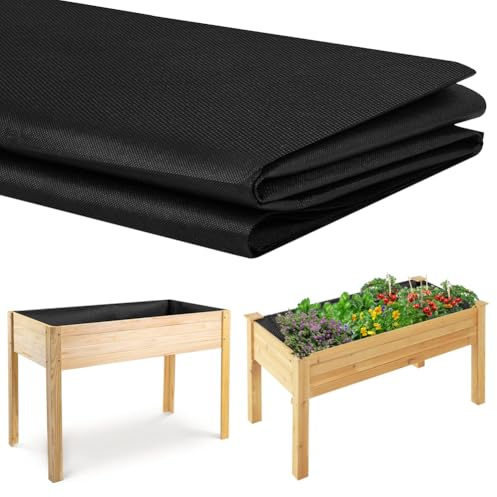 OFFCUP Revêtement en Tissu pour Grande Jardinière Surélevée, 160 * 290cm Doublures de Jardinières à Herbe pour Bac à Légumes, Recyclable Revêtements Non Tissés Sacs de Culture Robustes, Noir