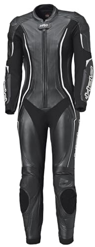 Held Ayana 3 - Combinaison de moto en cuir pour femme - Certifié AAA CE selon la norme EN 17092 - Avec protections de niveau 2 D3O - Genouillères - Cuir de vachette souple - Noir/blanc - Taille : long