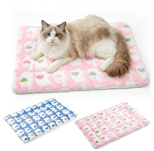 MICOOYO Dog Bed 2 PCS, Washable Dog Mattress, Waterproof Pet Cushion Mat for Small Dogs Cat Puppy, Fleece Blanket Guinea Pigs Bunny Squirrel Hamster Crate Mats(M,61x41cm)
