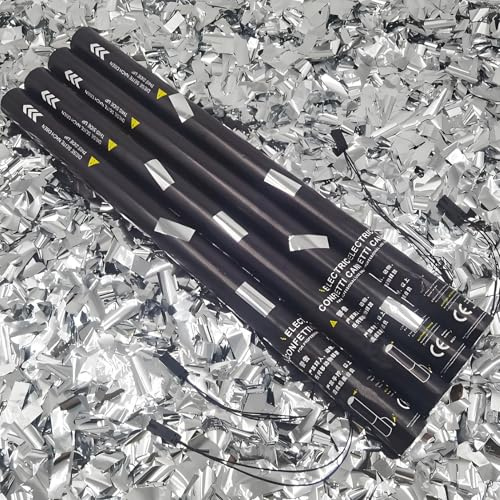 OzcNykt CañóN De Confeti De 80 Cm, MáQuina Profesional para Crear Ambientes De Bar, Lanzador De Confeti Biodegradable, Ideal para Fiestas Y Eventos Silversequins