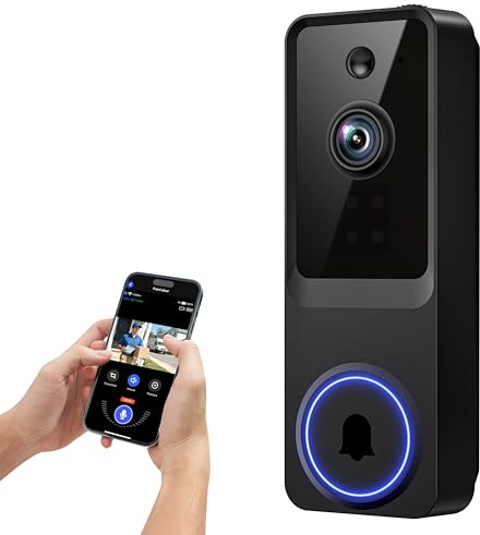 Wynoxian 1080P Wireless Wi-Fi Video Doorbell Camera for Home Safety, Night Vision, 2-Way Audio, Cloud Storage, AI Human Detection, Live View, Battery Powered, Indoor Outdoor Surveillance
