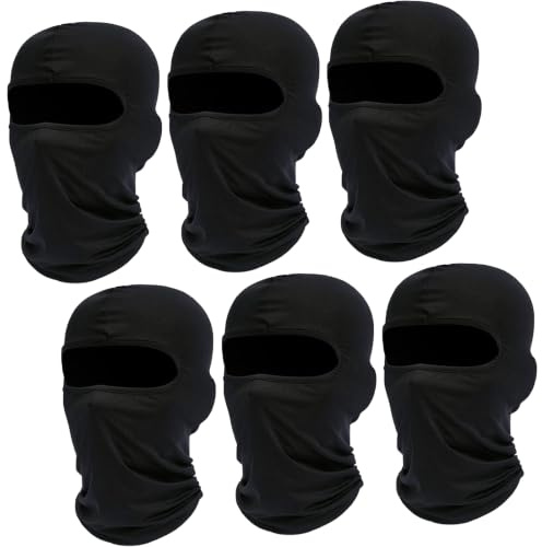 6Pcs Balaclava, Ski Mask, Black Balaclava, Lightweight Windproof Balaclava Motorcycle, Breathable Multifunctional Balaclavas for Men, Unisex Full Face Headwear for Cycling, Skiing and Outdoor Sports