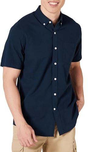 Amazon Essentials Men's Regular-Fit Short-Sleeve 100% Cotton Oxford Shirt