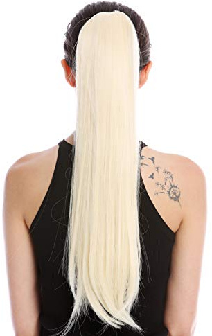 WIG ME UP - YZF-1094S-613 Toupet Coda di cavallo Fermacapelli a pettine e Fascette 63 cm Lisci Biondo chiaro Biondo molto chiaro